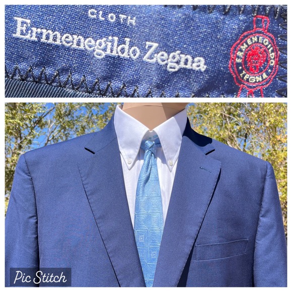 Ermenegildo Zegna Blue Blazer Men 46 Slim Fit Coupe Etroite Wool Jacket Italy - Picture 1 of 15